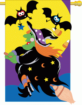 last one - applique  Bats & Witch House Flag
