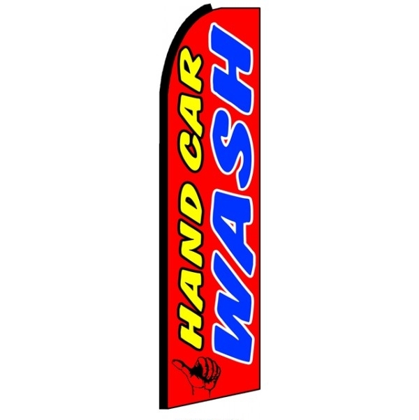 Hand Car Wash (Black Sleeve) Feather Flag 3' x 11.5'