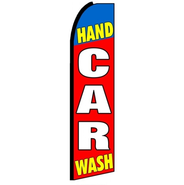 Hand Car Wash (Blue & Red) Feather Flag 3' x 11.5'