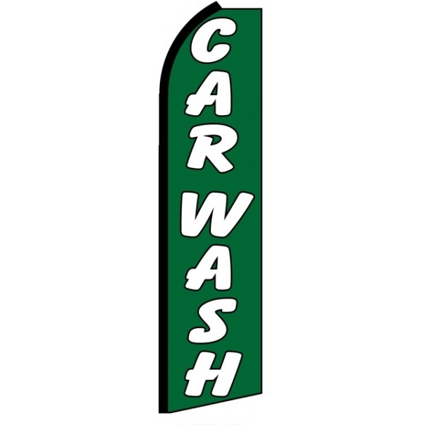 Car Wash Green Feather Flag 3' x 11.5'