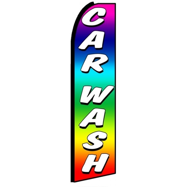 Car Wash Rainbow Feather Flag 3' x 11.5'