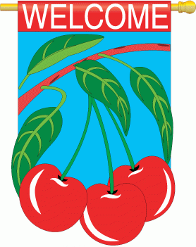 applique Cherries Garden Flag