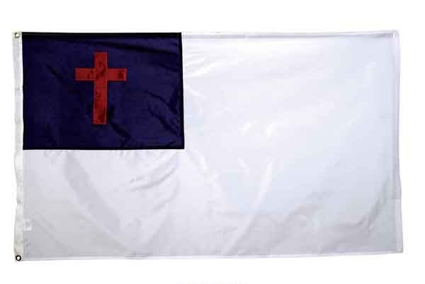 US Made Fringed Nylon Christian Indoor Flag 4x6