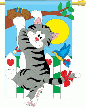 Climbing Cat applique Garden Flag - 1 left
