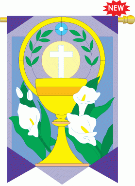 1 left - Applique Easter Cup and Cross House Flag