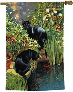Courtyard Garden Cats - House Flag