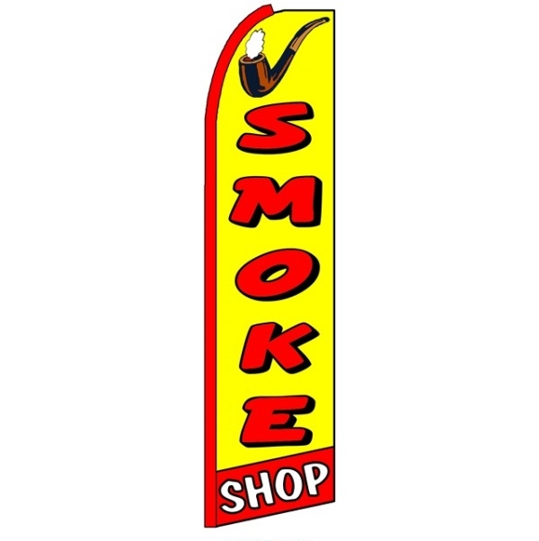 Smoke Shop (Red Sleeve) Feather Flag 3' x 11.5'