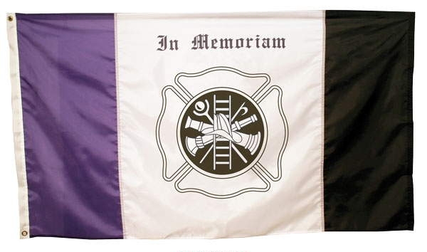 3' x 5' US Made, High Wind Fireman Mourning Flag