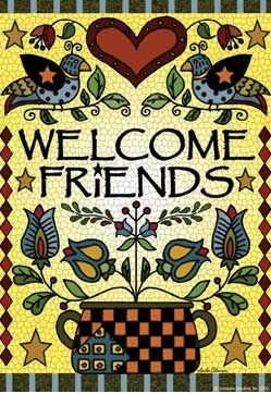 1 left - Fraktur Welcome Friends Garden Flag
