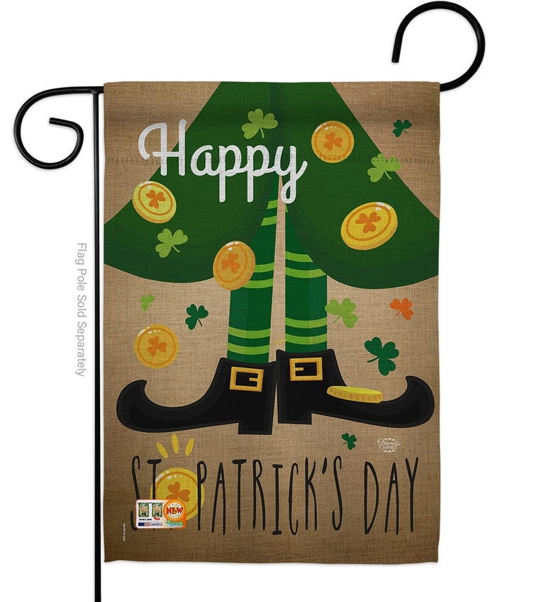 Happy Saint Patrick's Day Leprechaun Shoe Garden Flag