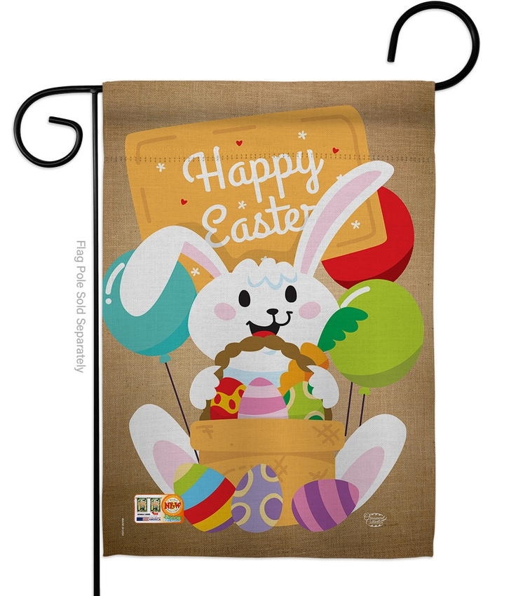 Colourful Happy Easter Egg With Bunny Garden Flag