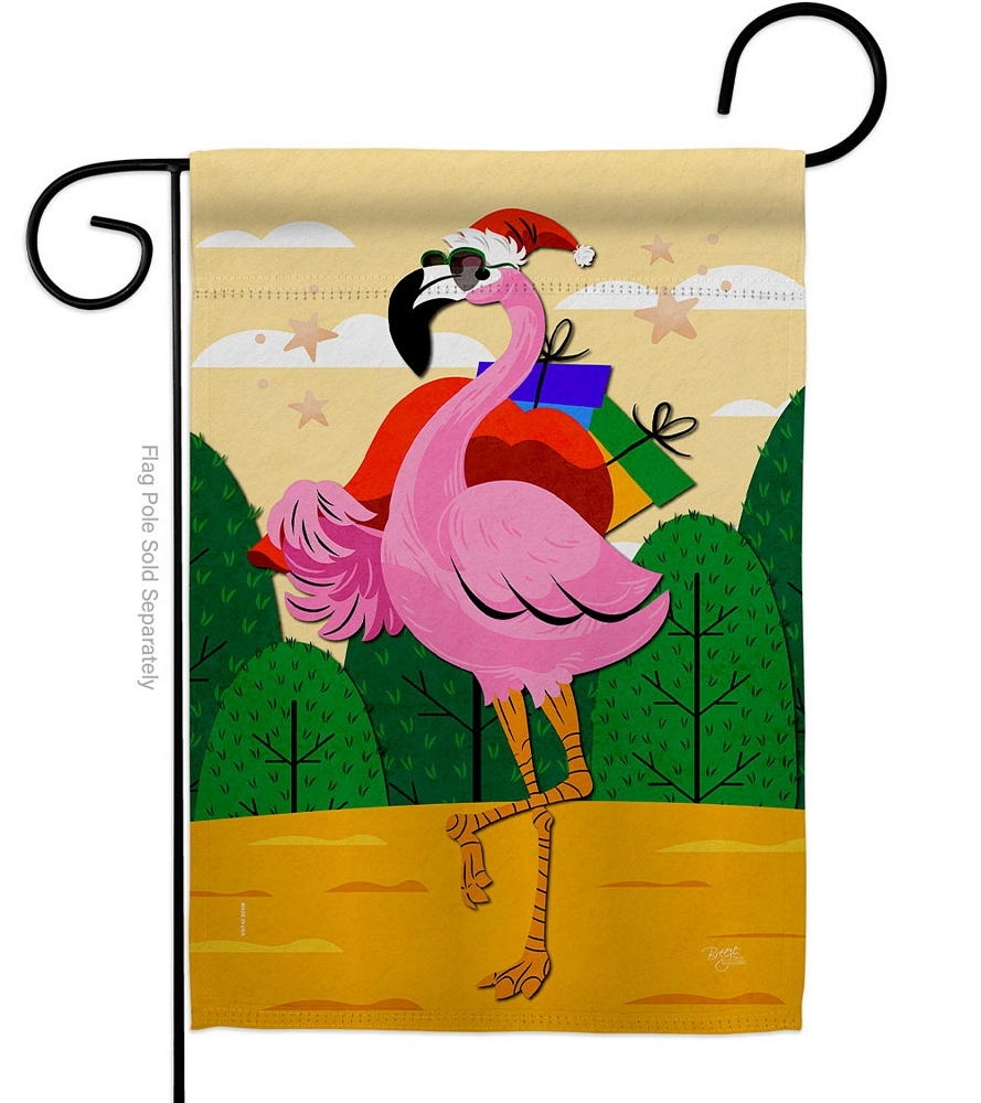 Cool Christmas Flamingo Garden Flag