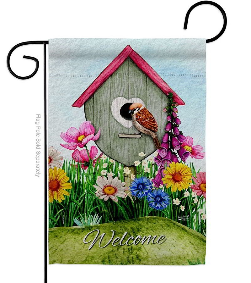 Spring Birdhouse Decorative Garden Flag