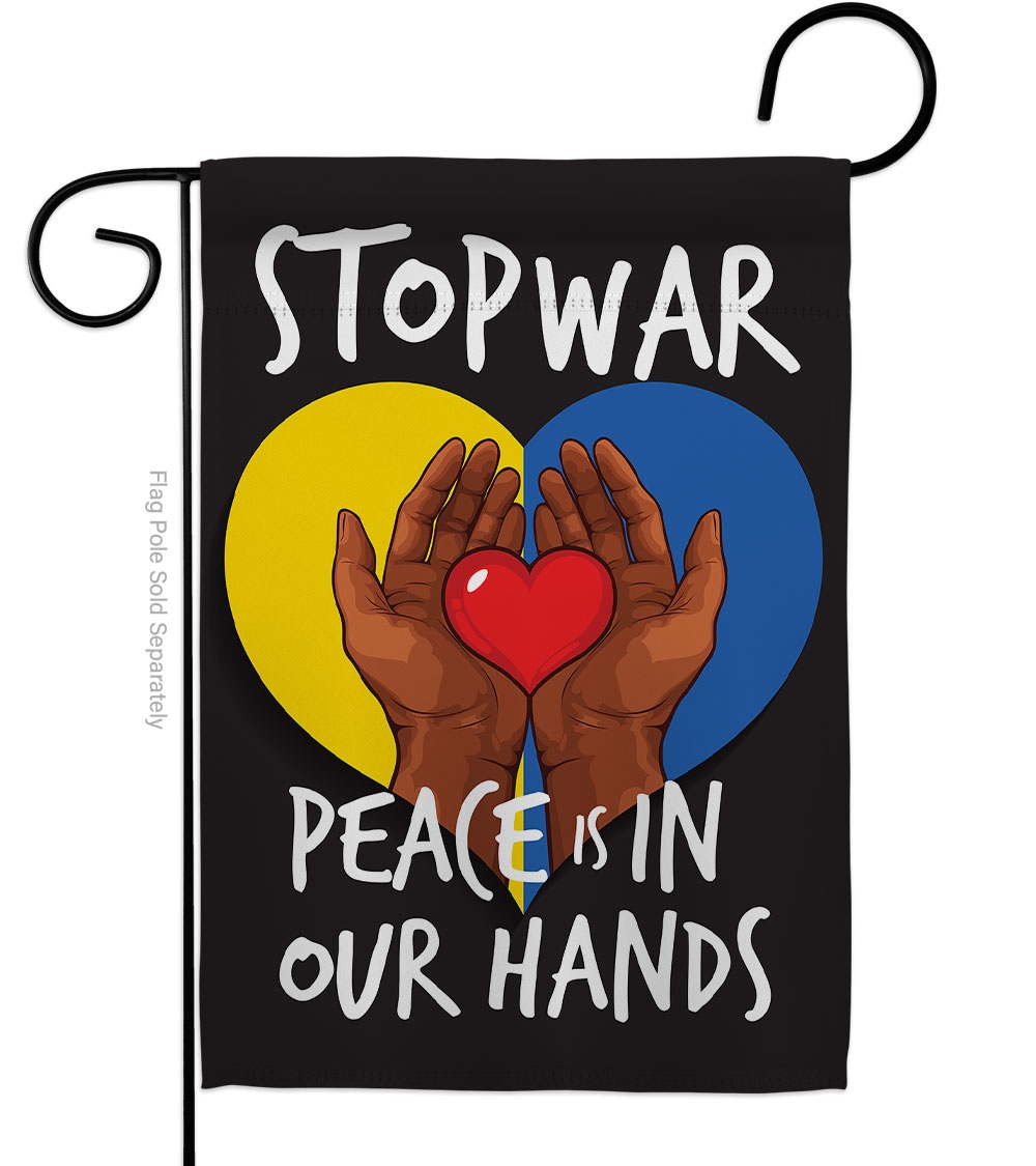 Stop War Peace Our Hands Garden Flag