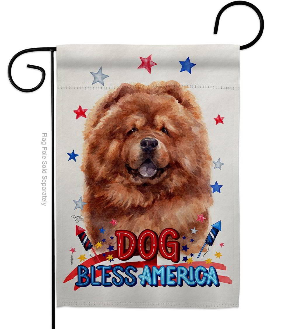 Patriotic Red Chow Chow Garden Flag
