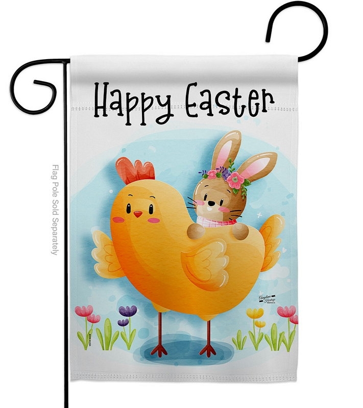 Chick With Bunny Garden Flag