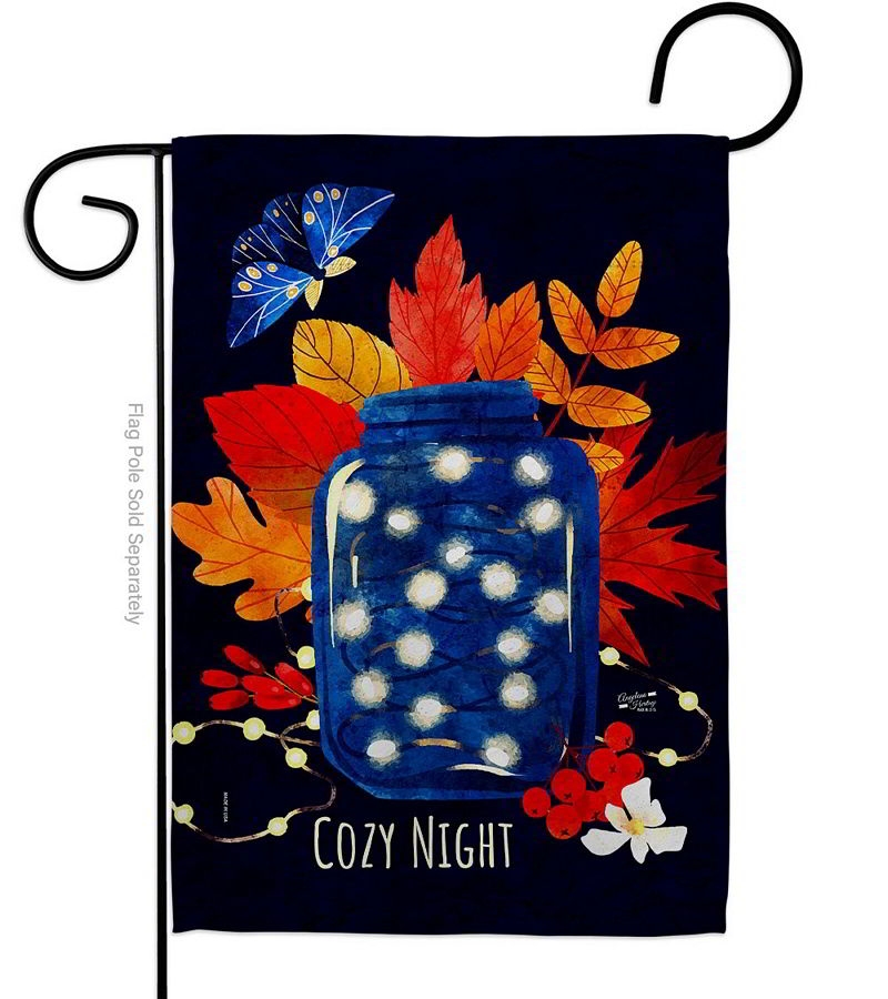 Cozy Night Garden Flag