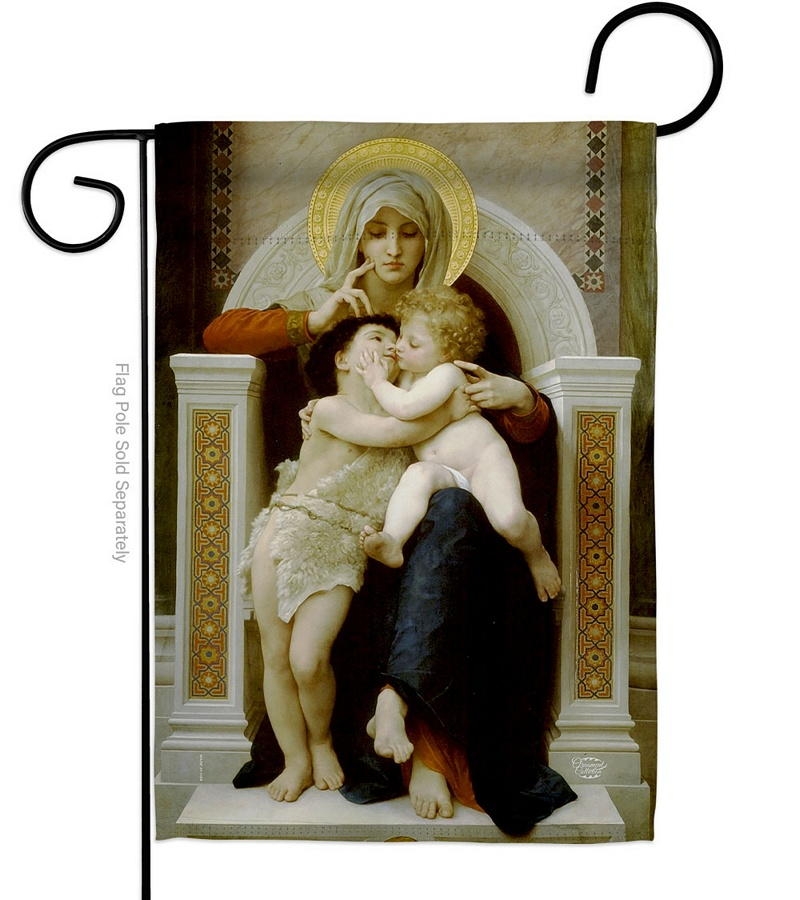 Madonna With Child And John The Baptist Garden Flag