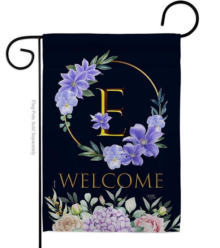 Welcome E Monogram Garden Flag