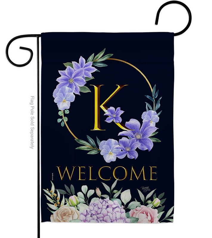 Welcome K Monogram Garden Flag