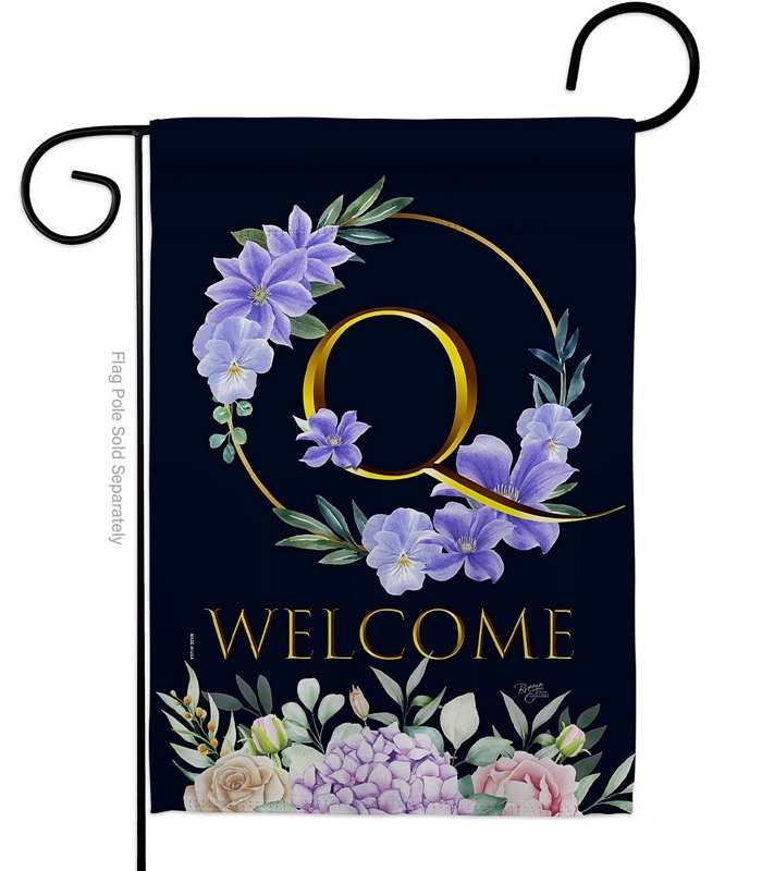 Welcome Q Monogram Garden Flag
