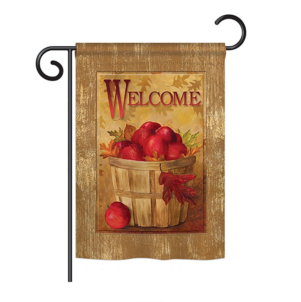 Welcome Apple Basket Garden Flag