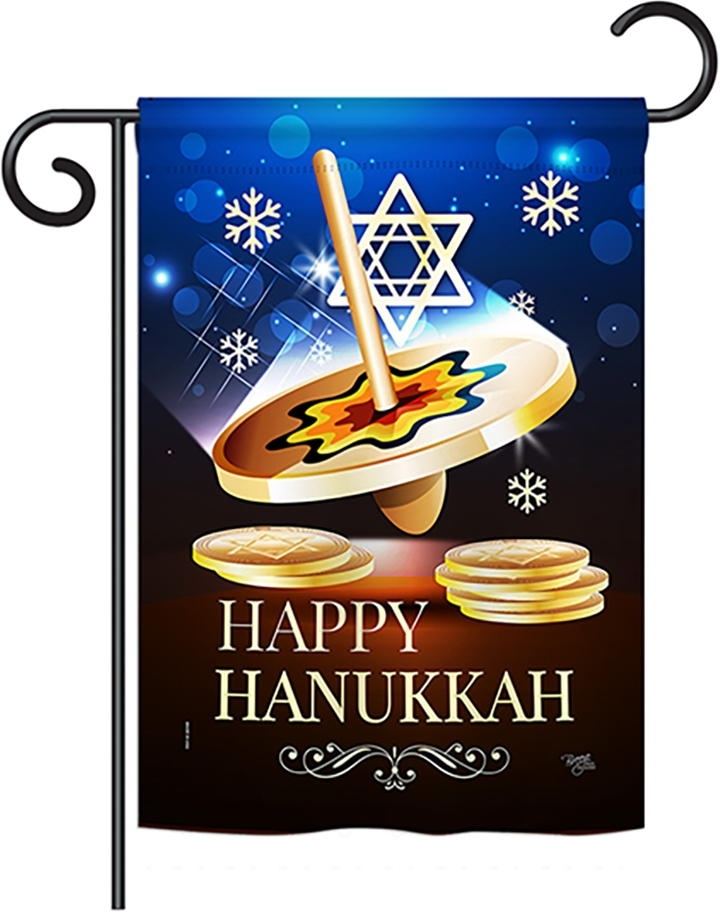 Happy Hanukkah Dreidel Garden Flag