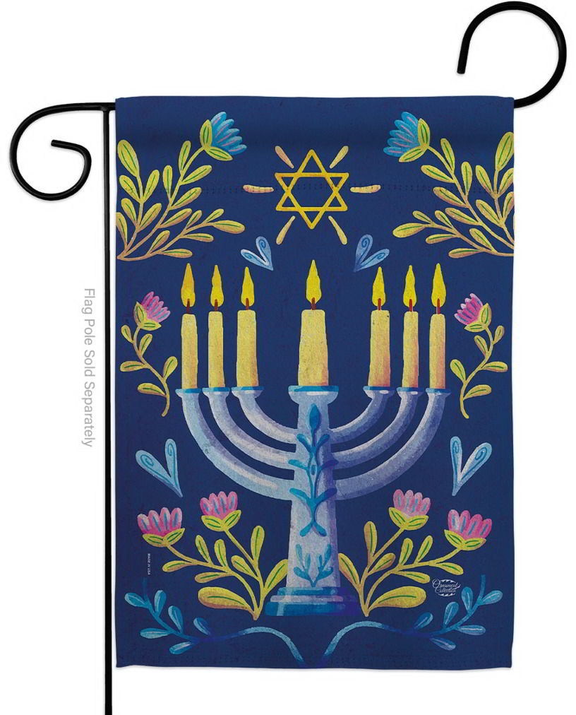 Lighting Hanukkah Garden Flag