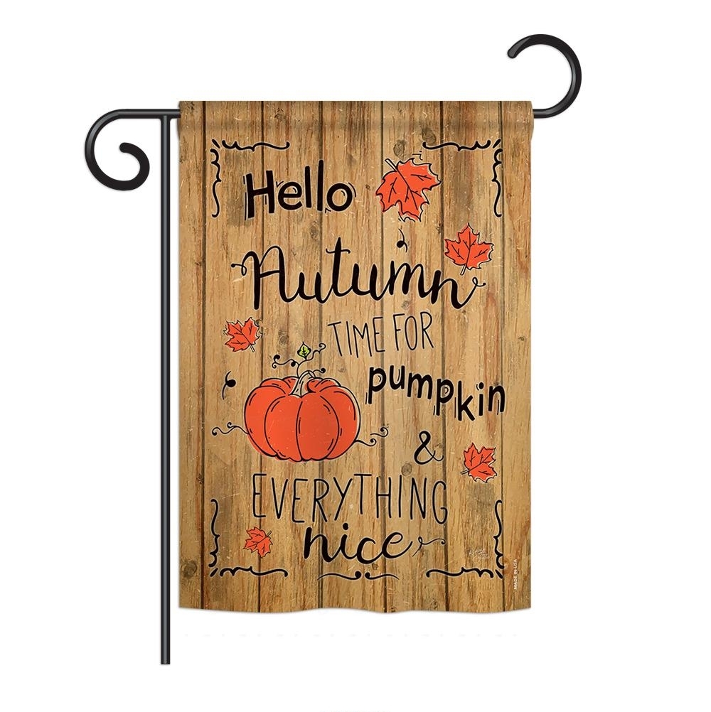 Hello Autumn Time For Pumpkin Garden Flag
