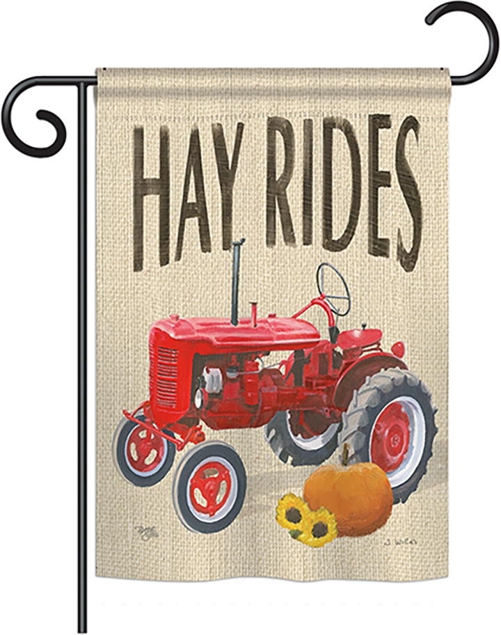 Hay Rides Garden Flag