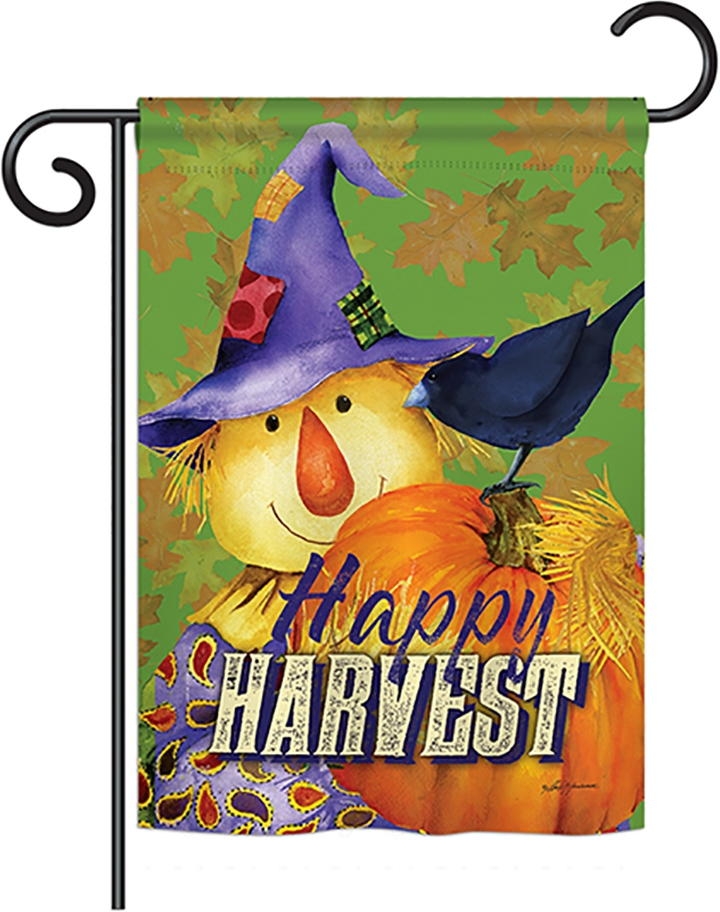 Happy Harvest Scarecrow Garden Flag