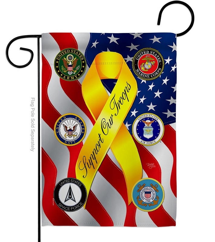 Support All Military Troops Garden Flag