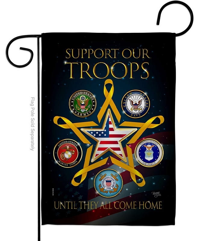 Support Our Military Troops Garden Flag