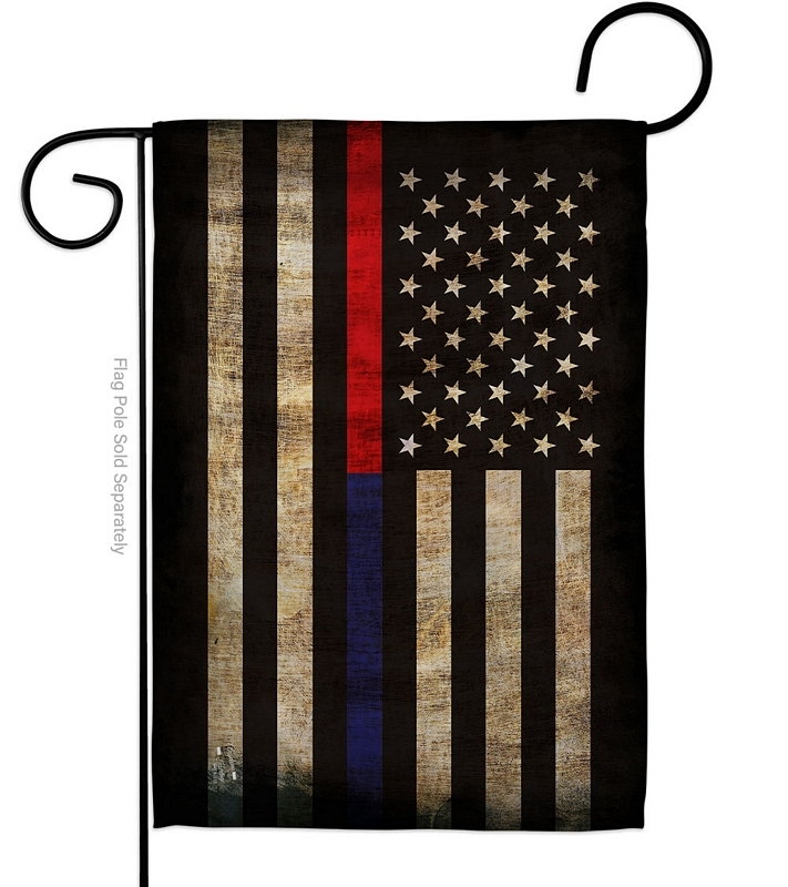 Thin Red And Blue Line Garden Flag