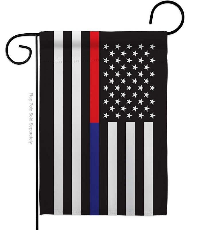 US Thin Red And Blue Line Garden Flag