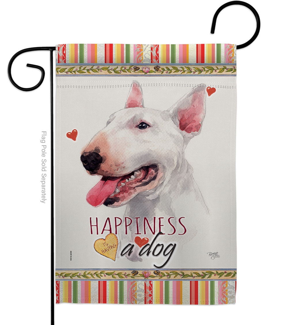 White Bull Terrier Happiness Garden Flag