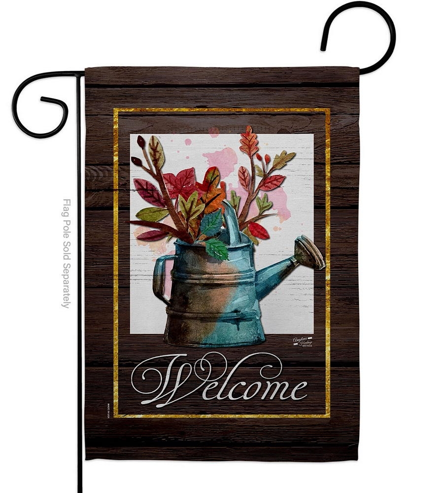 Welcome Watering Can Garden Flag