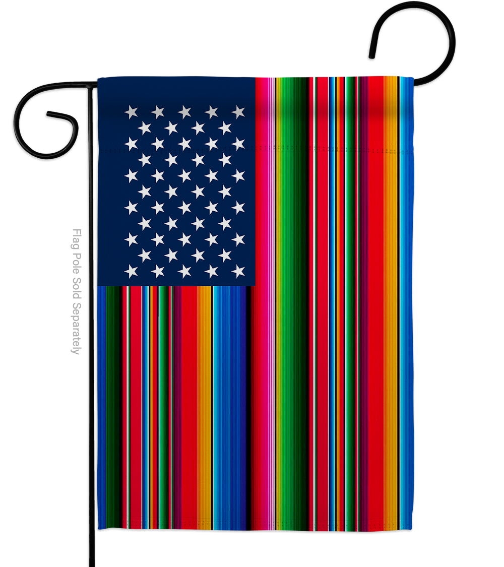 Mexican Serape Blanket Burlap Garden Flag