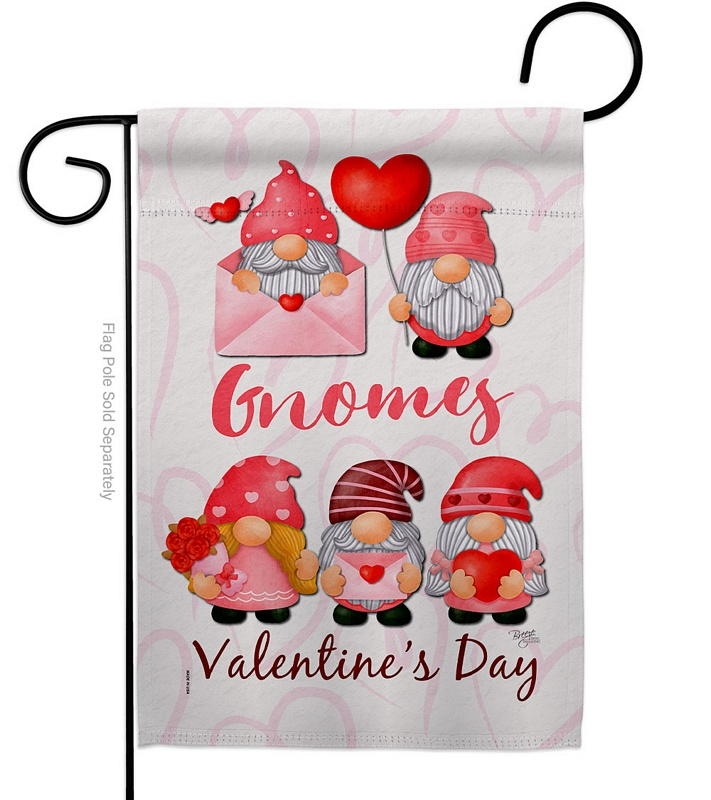 Valentine's Gnome Greeters Garden Flag
