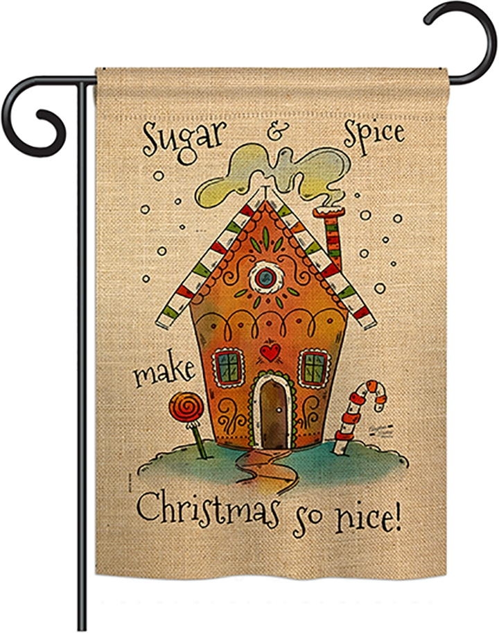 Sugar & Spice Christmas Double Burlap Garden Flag