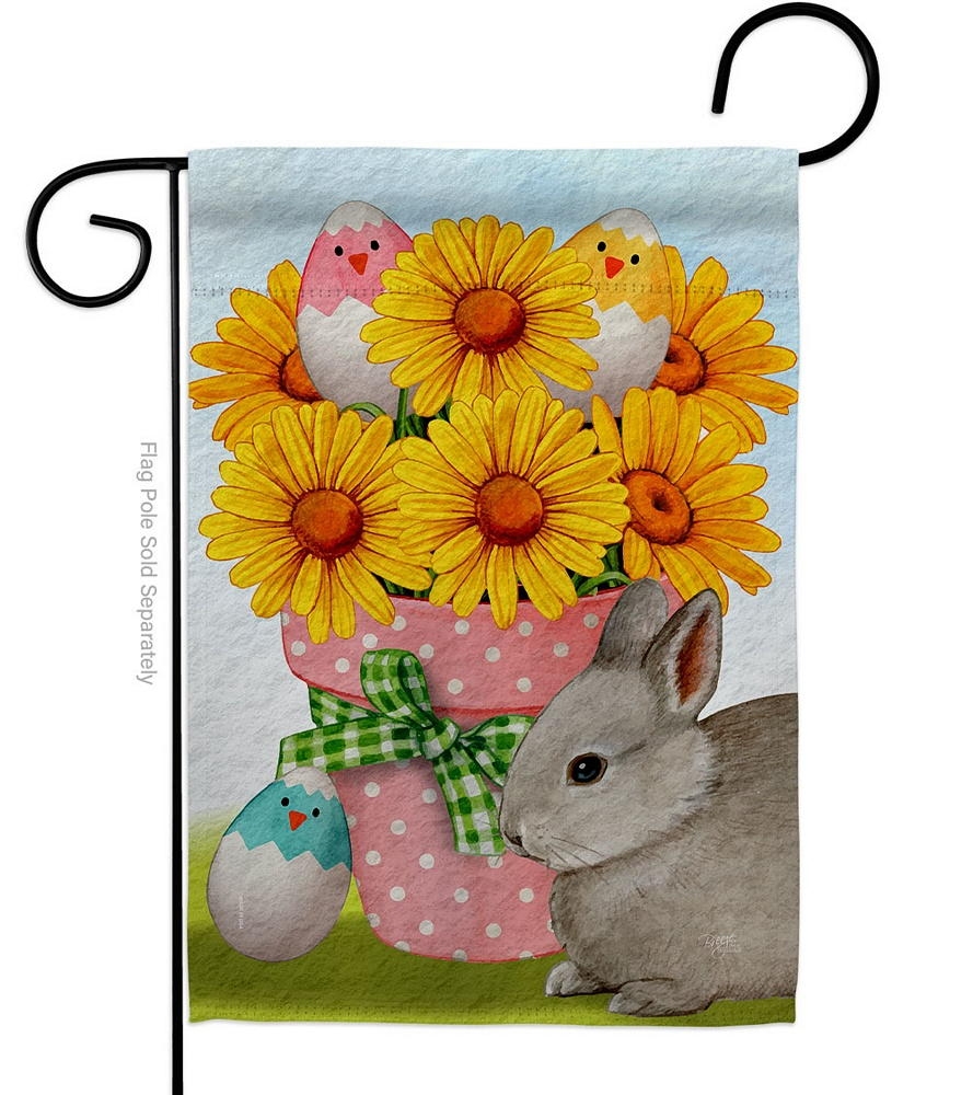 Daisy With Bunny Garden Flag