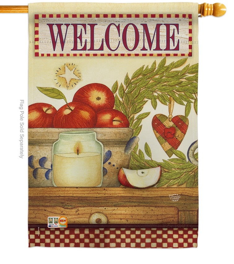 Welcome Warm Apples House Flag