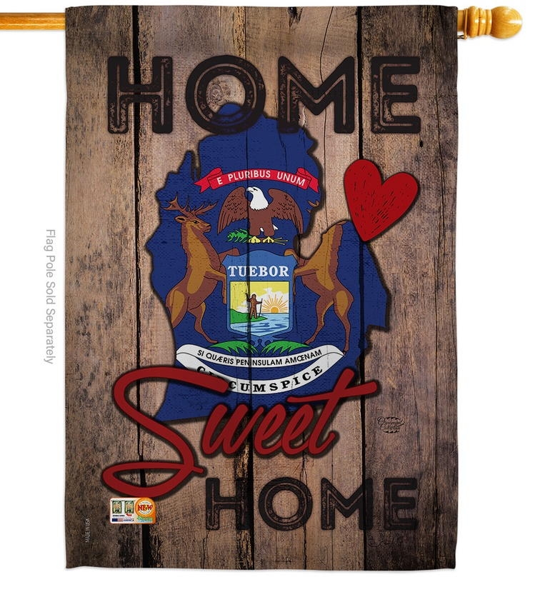 State Michigan Home Sweet House Flag