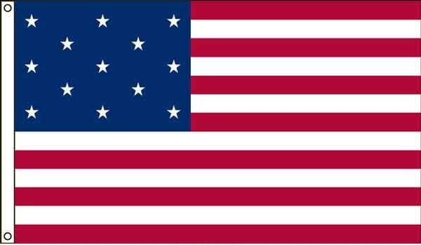 High Wind, US Made 13 Star Historical US Applique Flag 3x5
