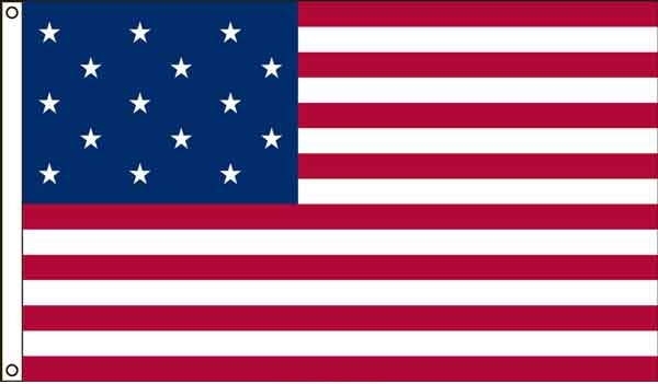 High Wind, US Made 15 Star Historical US Applique Flag 3x5