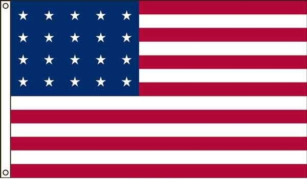 High Wind, US Made 20 Star Historical US Applique Flag 5x8