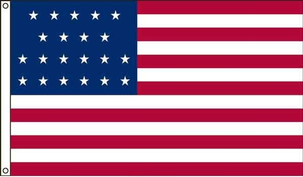High Wind, US Made 21 Star Historical US Applique Flag 5x8