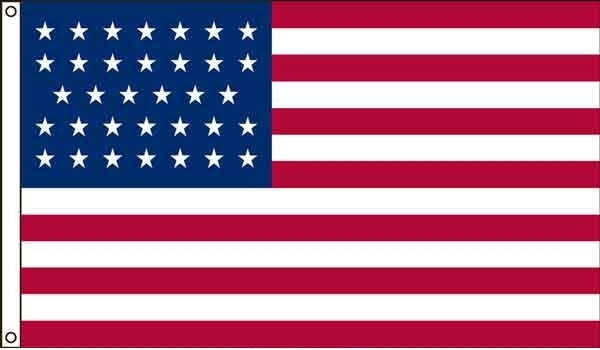 High Wind, US Made 34 Star Historical US Applique Flag 3x5