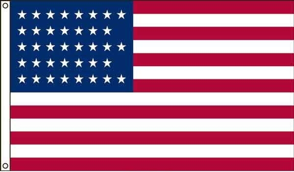 High Wind, US Made 38 Star Historical US Applique Flag 5x8