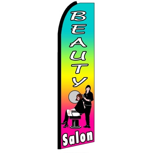 Beauty Salon Rainbow Feather Flag 3' x 11.5'